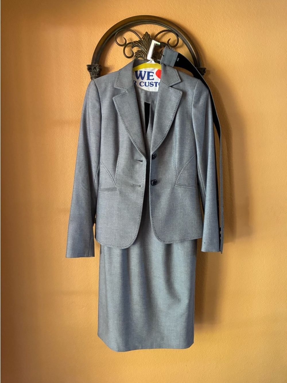ANTONIO MELANI Gray Midi Skirt Suit